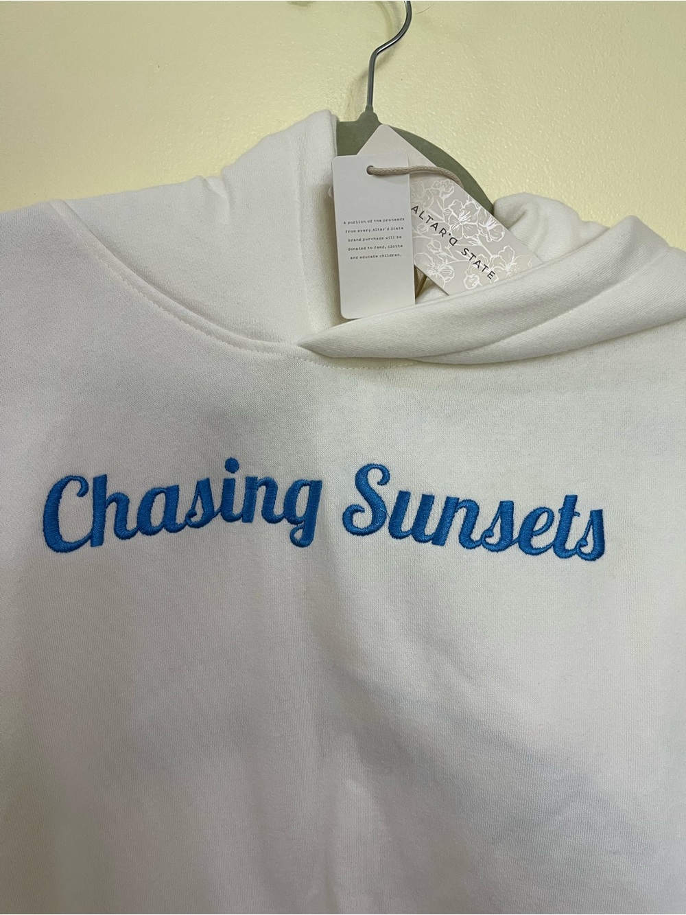 NEW Altar’d State White Chasing Sunsets Embroidered Hoodie Size Small NWT - Picture 6 of 9